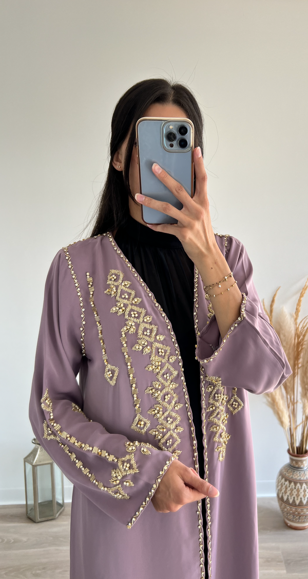 Kimono perlé violet clair