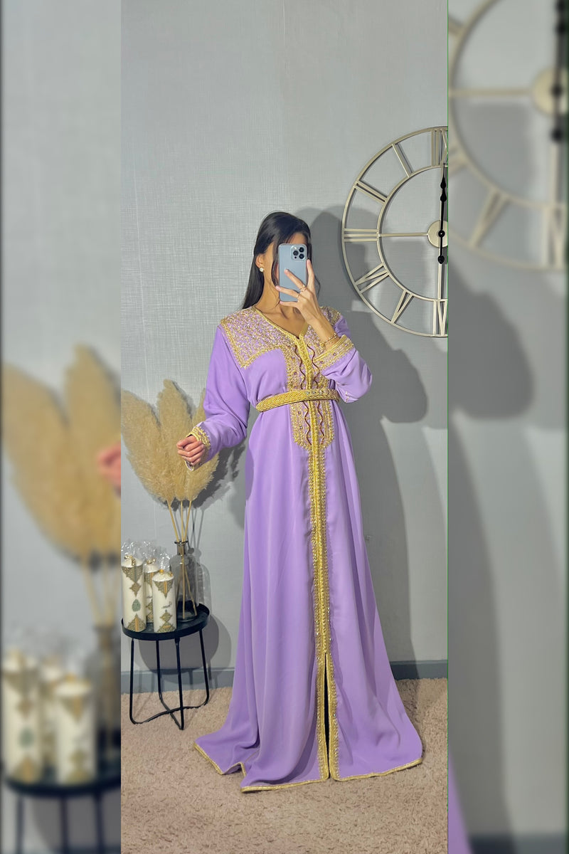 Caftan simple marocain violet "Alia"